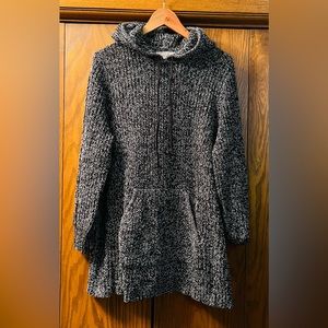 Woman Within Black & White Knit Hooded Sweater